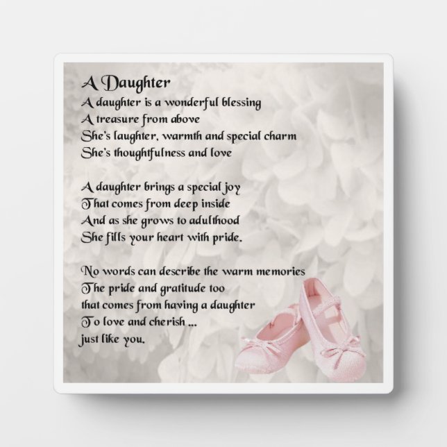 Daughter Poem Plaque - Ballet Shoes  Design (Front)
