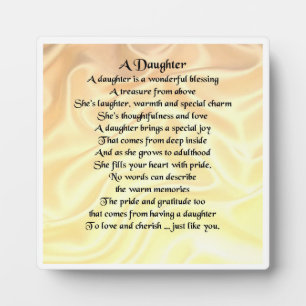 Daughter Poem Plaque - Cream Silk  Design