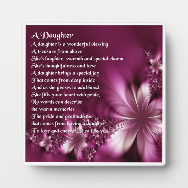 Daughter Poem Plaque - Flowers  Design (Front)