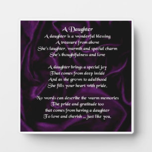 Daughter Poem Plaque - Purple Silk  Design