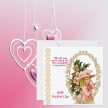 Daughter Rustic Gold Frame Vintage Valentine Card