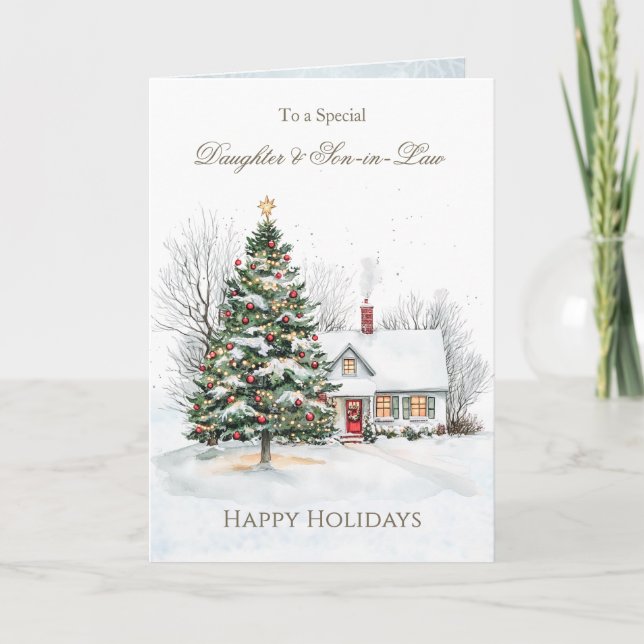 Daughter & Son-in-Law Christmas Tree Holiday Card (Front)