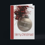 Daughter & Son in Law Merry Christmas card<br><div class="desc">'Tis the season to party and celebrate: Merry Christmas! Surprise your nearest and dearest, your friends, co-workers, neighbours or even your boss with a special card. Many different designs available: from a modern collage photography card, mixing ornaments and winter landscapes, a classic vintage christmas theme or a more modern holiday...</div>