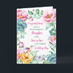 Daughter & Son in Law Wedding Day Congratulations Card<br><div class="desc">Congratulations on your wedding day card for daughter and son in law with pretty spring flowers and hummingbird and sentimental verse.</div>