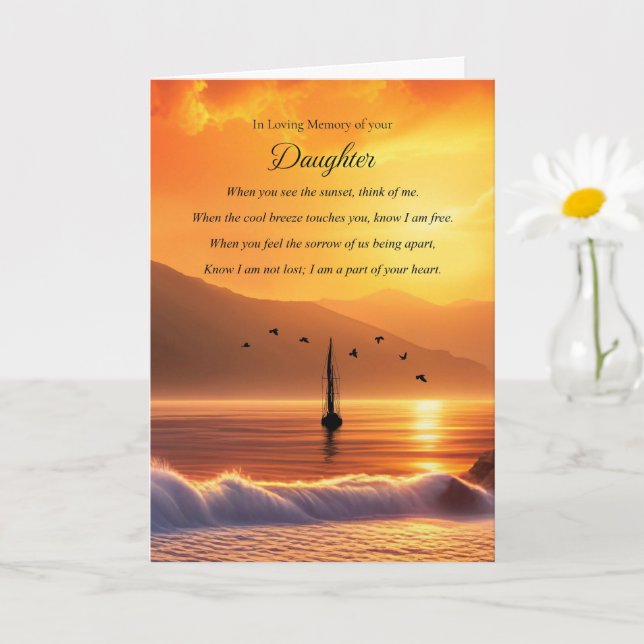 Daughter Spiritual Sympathy Memorial Condolences Card (Small Plant)