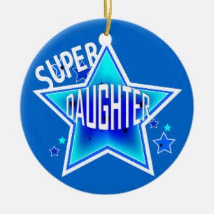 Daughter Super Star Blue Christmas Ornament