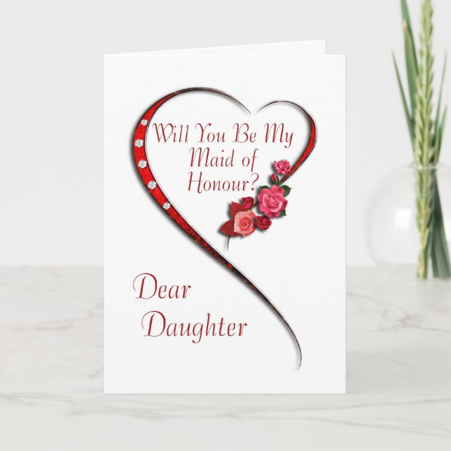 Daughter, Swirling heart Maid of Honour invite (Front)