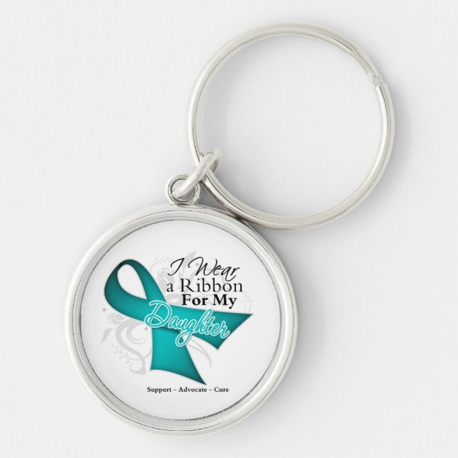 Daughter - Teal Ribbon Awareness Key Ring (Front)