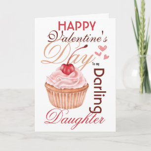 Daughter valentine cupcake cherry cute from mum holiday card