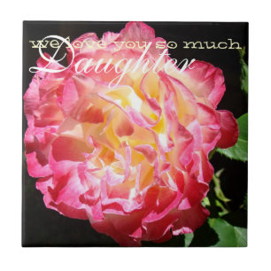 Daughter Valentine's Day gifts Tile art Pink Rose