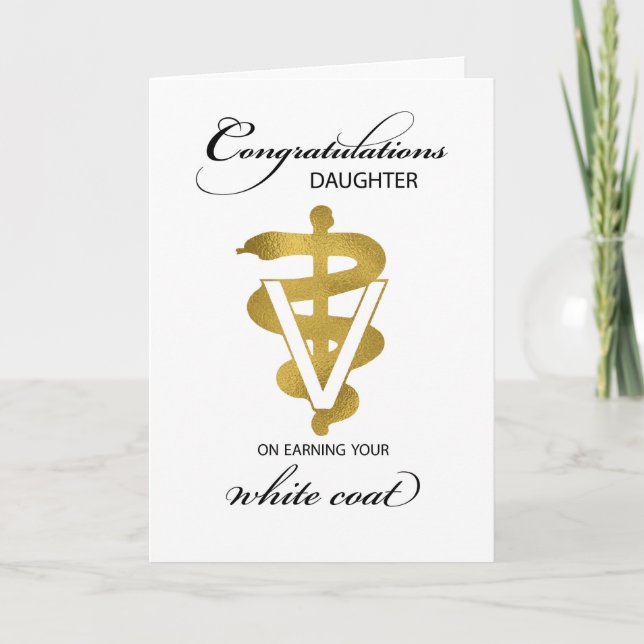 Daughter Veterinary White Coat Ceremony Card (Front)
