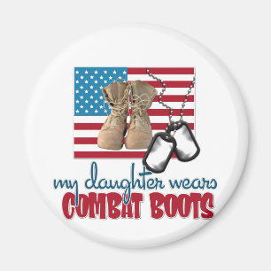 Daughter wears combat boots magnet