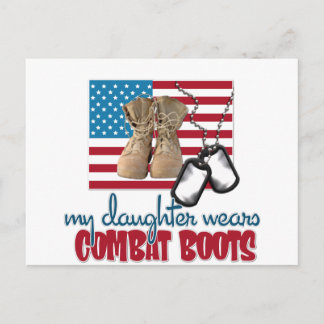 Daughter wears combat boots postcard