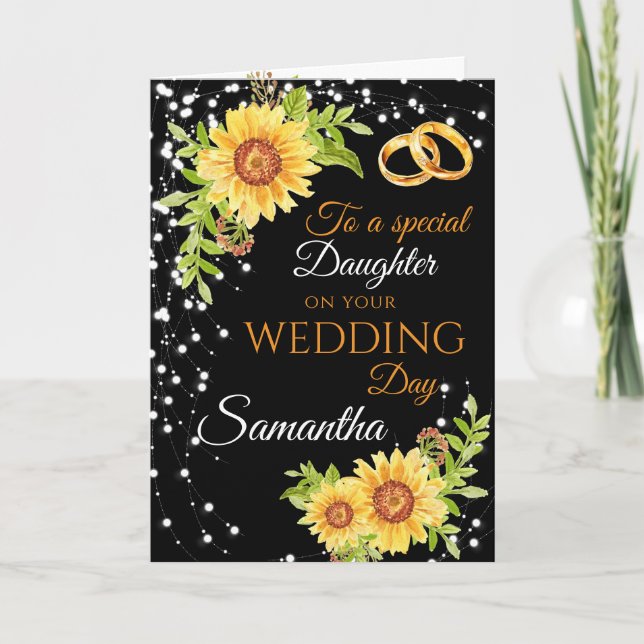Daughter Wedding Day Congrats Sunflower Card (Front)