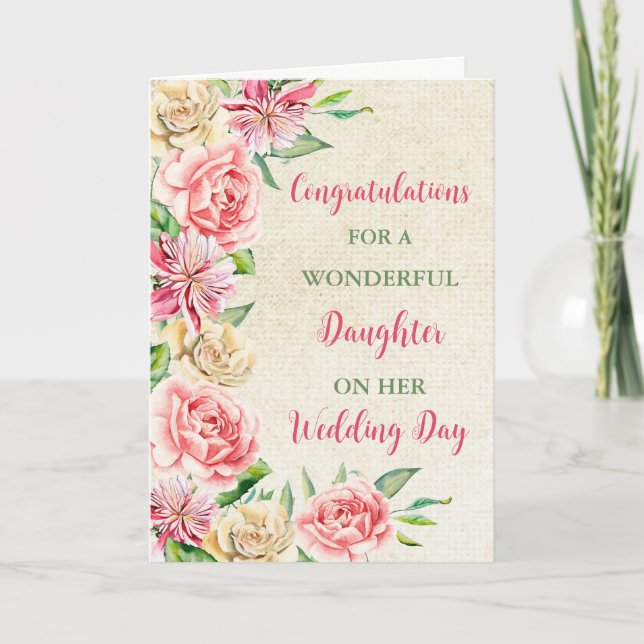 Daughter Wedding Day Congratulations Card (Front)