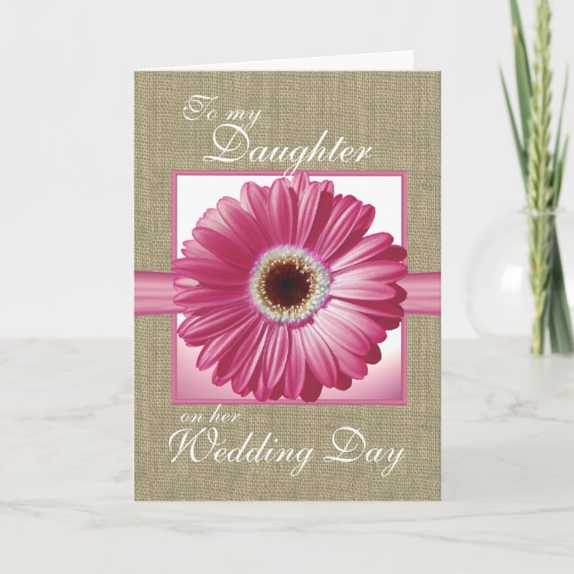 Daughter Wedding Day Pink Gerbera Card (Front)