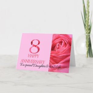 Daughter & Wife Anniversary Card Pink Rose