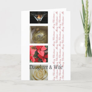 Daughter & Wife Christmas red, black & white Holiday Card