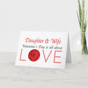 Daughter & Wife Happy Valentine's Day Roses Holiday Card
