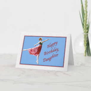 Daughter's Birthday Card with Ballerina on Blue