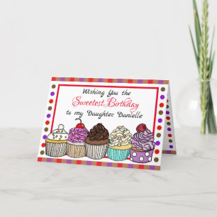 Daughter's Birthday Whimsical Cute Cupcakes Card