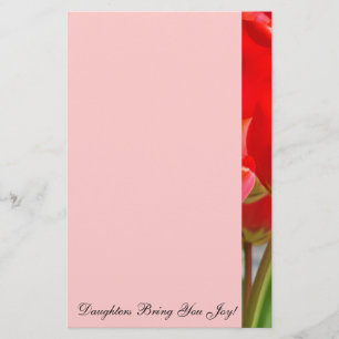 Daughters Bring You Joy! stationery Pink Red Tulip