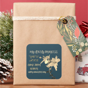 DAUGHTERS DAY FLOWER GIFT SQUARE STICKER