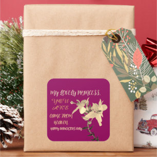 DAUGHTERS DAY FLOWER GIFT SQUARE STICKER