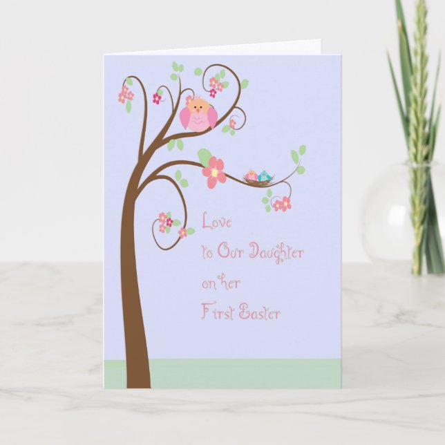 Daughter's First Easter Card with a Flowering Tree (Front)