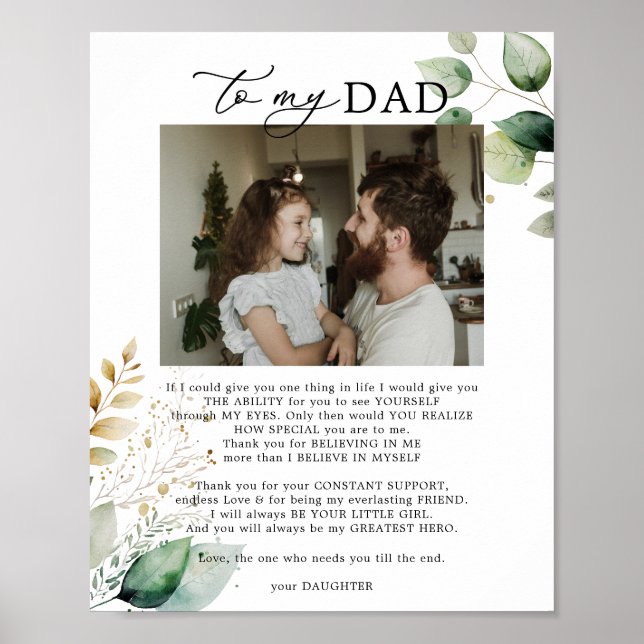 Daughter's love for Dad Saying Quote Poster (Front)
