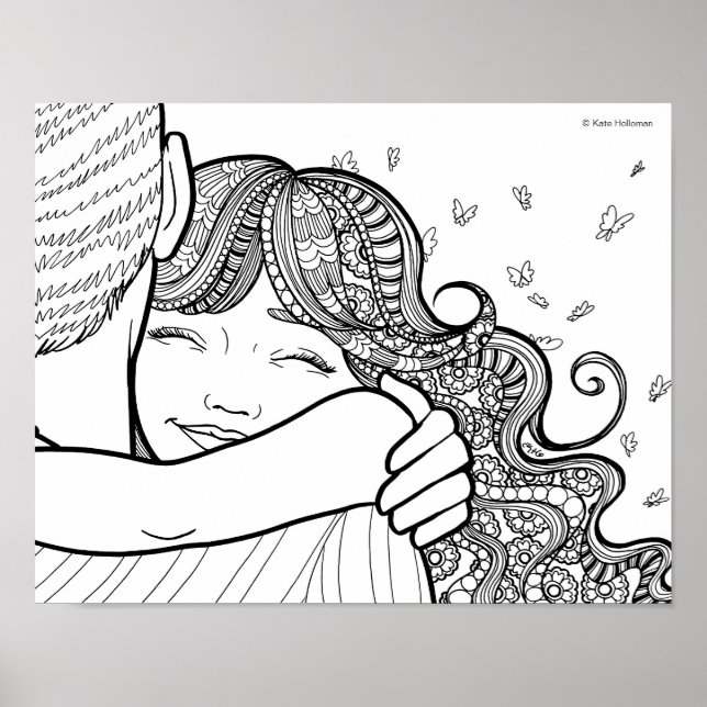 Daughter's Love - Line Art Portrait Poster (Front)