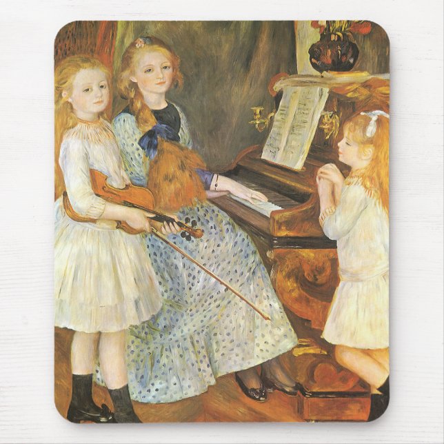 Daughters of Catulle Mendes by Pierre Renoir Mouse Pad (Front)