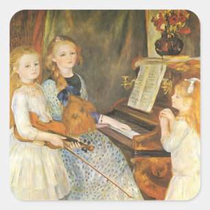Daughters of Catulle Mendes by Pierre Renoir Square Sticker