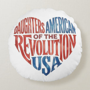 Daughters of the American Revolution USA Heart Round Cushion