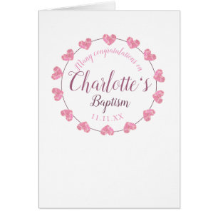 daughter's pink & white baptism congratulations