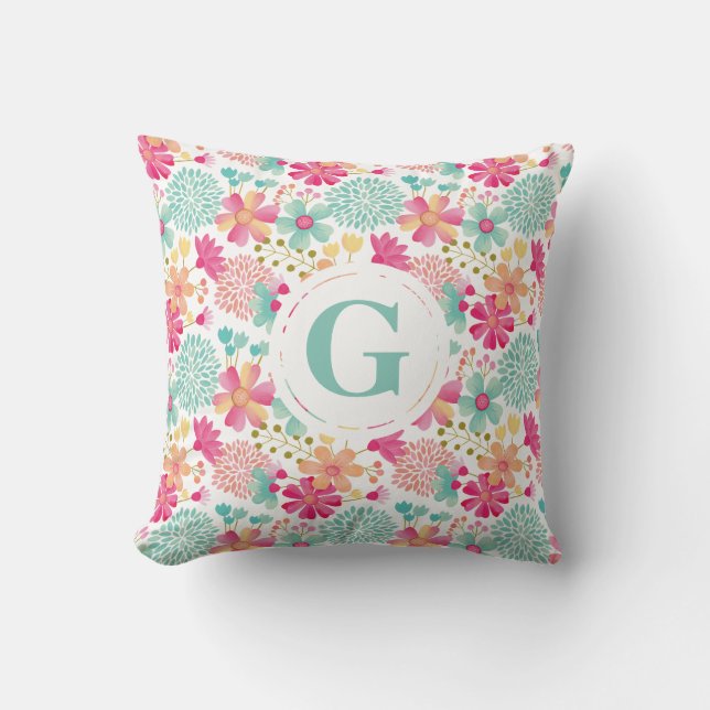 Daughters Room Personalised Letter Floral Pillow (Front)