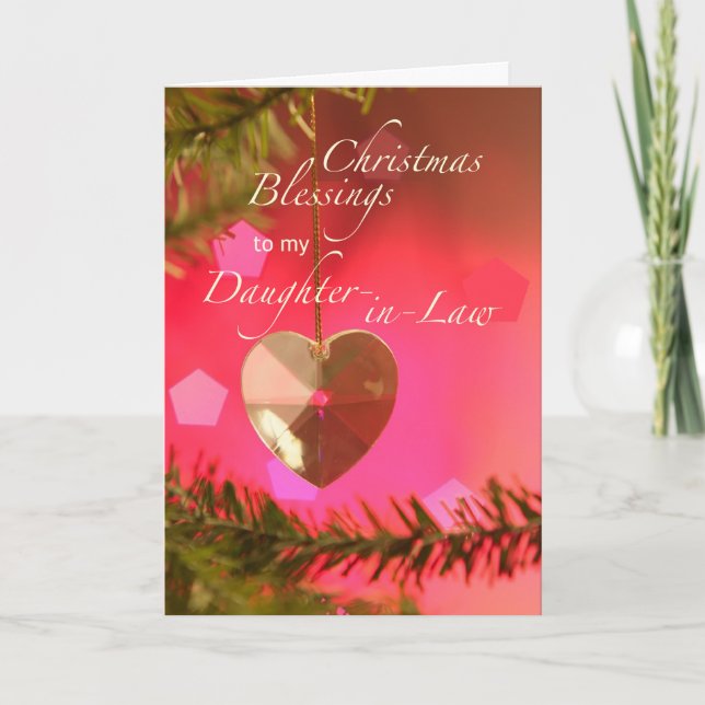 Daugnter-in-Law Christmas Heart on Tree Simple Joy Holiday Card (Front)