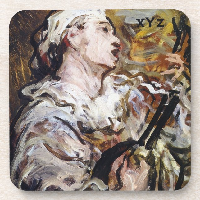 Daumier’s Pierrot custom monogram art coasters (Front)