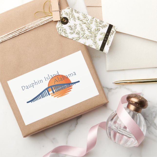 Dauphin Island Alabama bridge and sunset.  Rectangular Sticker (Gifting)