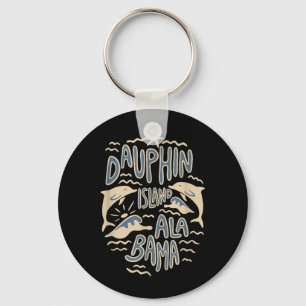 Dauphin Island Alabama Ocean Dolphin Lovers Retro Key Ring