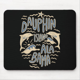 Dauphin Island Alabama Ocean Dolphin Lovers Retro Mouse Pad