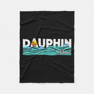 Dauphin Island Alabama Summer Vacation Vintage Fleece Blanket