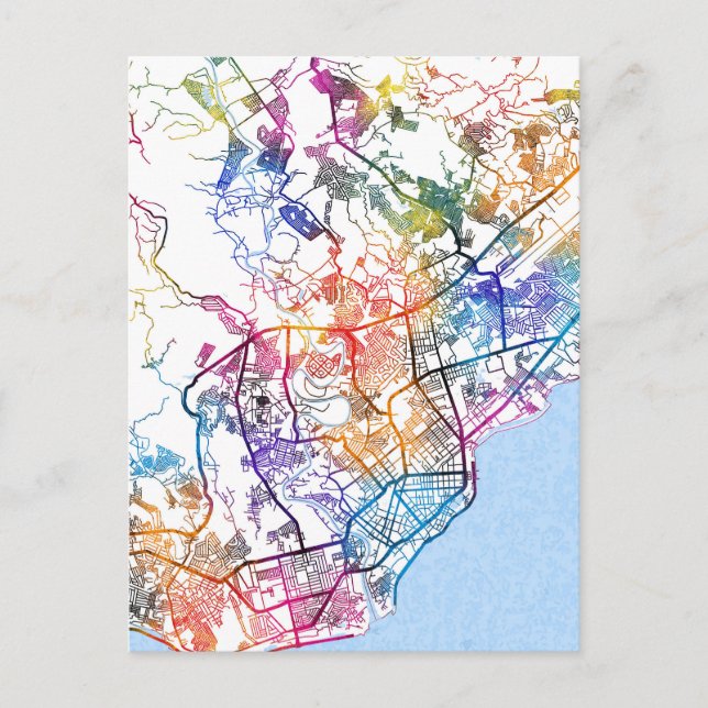 Davao City Philippines City Map Postcard (Front)