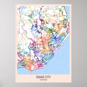 Davao City Philippines City Map Poster