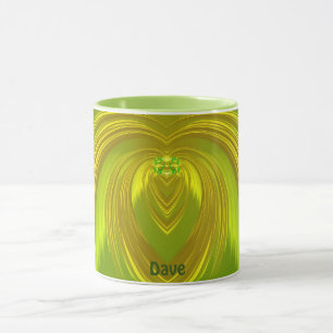 DAVE ~ GLOSSY 3D Gold Yellow Green ~ Mug