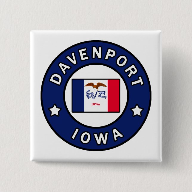Davenport Iowa 15 Cm Square Badge (Front)