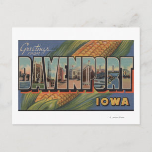 Davenport, Iowa (Corn) - Large Letter Scenes Postcard