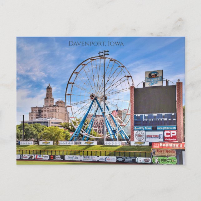 Davenport Iowa Skyline Postcard (Front)