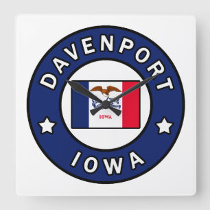 Davenport Iowa Square Wall Clock