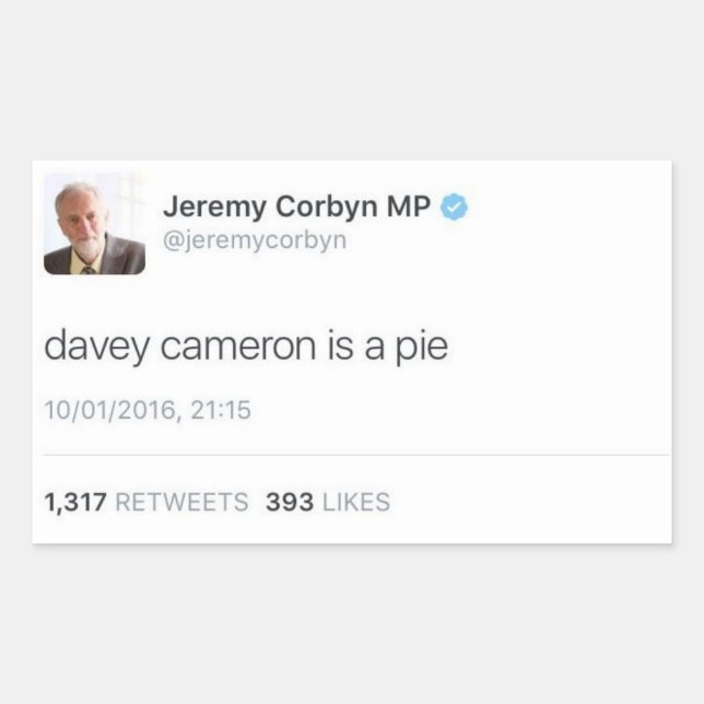 Davey Cameron Is A Pie Rectangular Sticker (Front)
